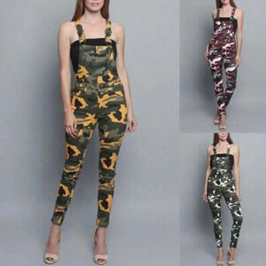 American Bazi Size Medium Bib Overalls Camouflage Streetwear Jumpsuit Yellow Gra